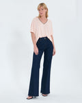 T-shirt col V en lin nude_1