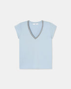 Tee-shirt col V bleu ciel_5