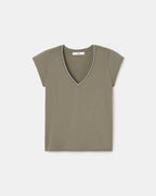 Tee-shirt col V kaki_5