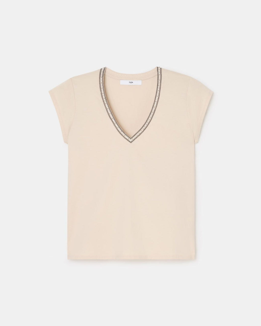 Tee-shirt col V nude_5