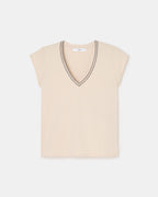 Tee-shirt col V nude_5