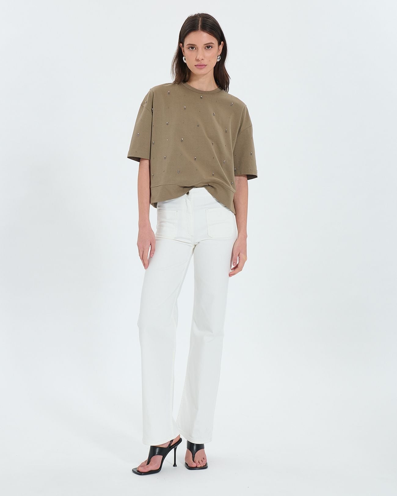 Tee-shirt à ornements kaki_3