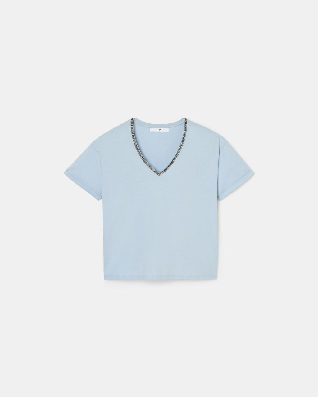 Tee-shirt ajusté en coton bleu ciel_5
