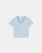 Tee-shirt ajusté en coton bleu ciel_5