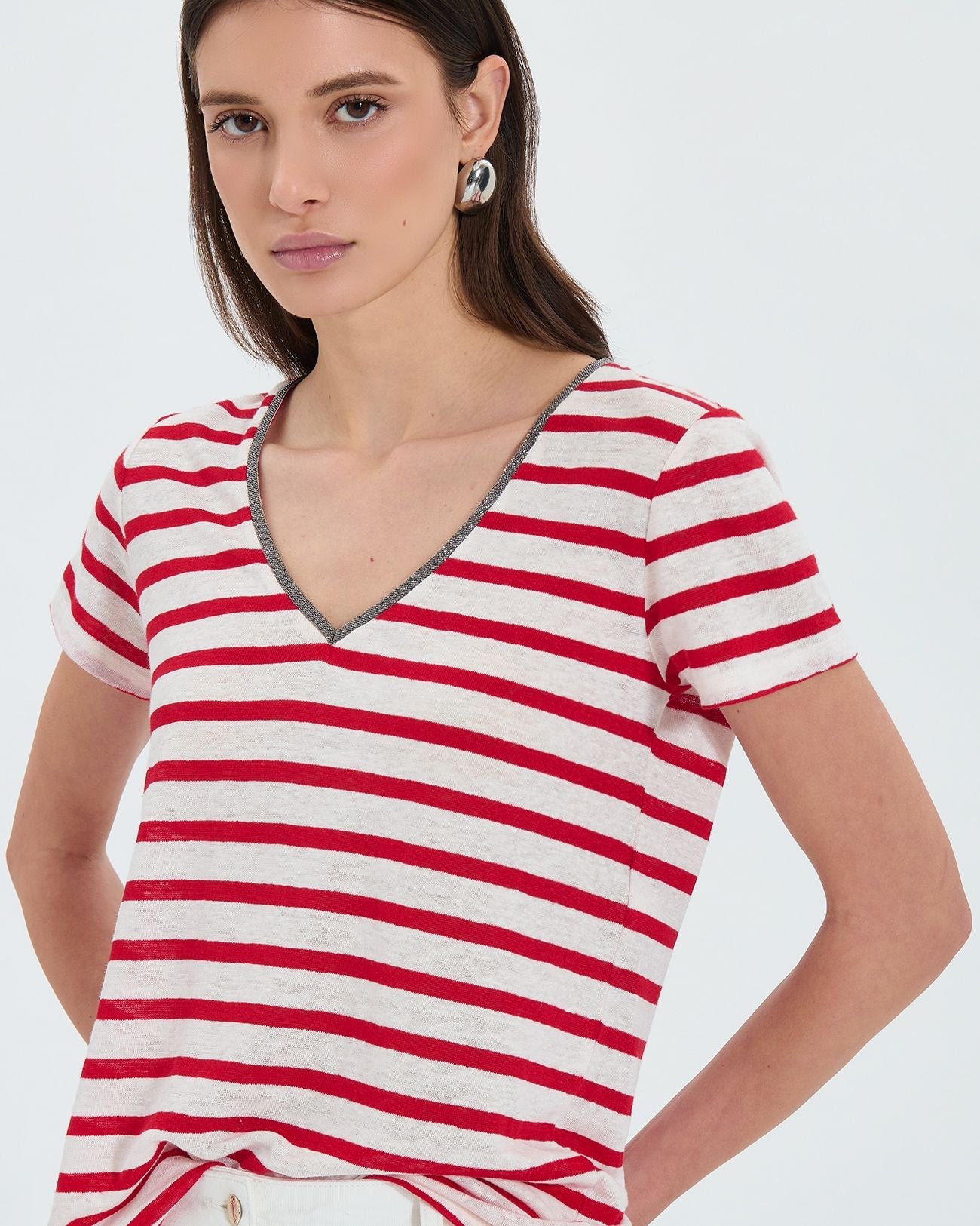 Top jersey à rayures rouge_2