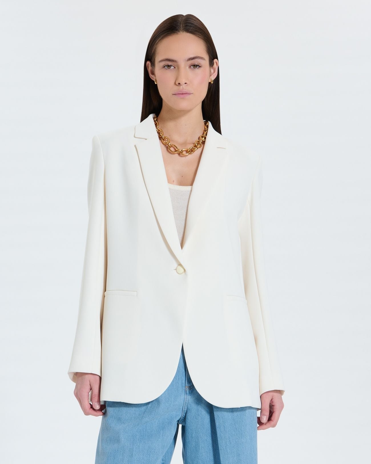 Veste de costume en crêpe écrue_1