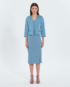 Veste courte satinée bleue_4