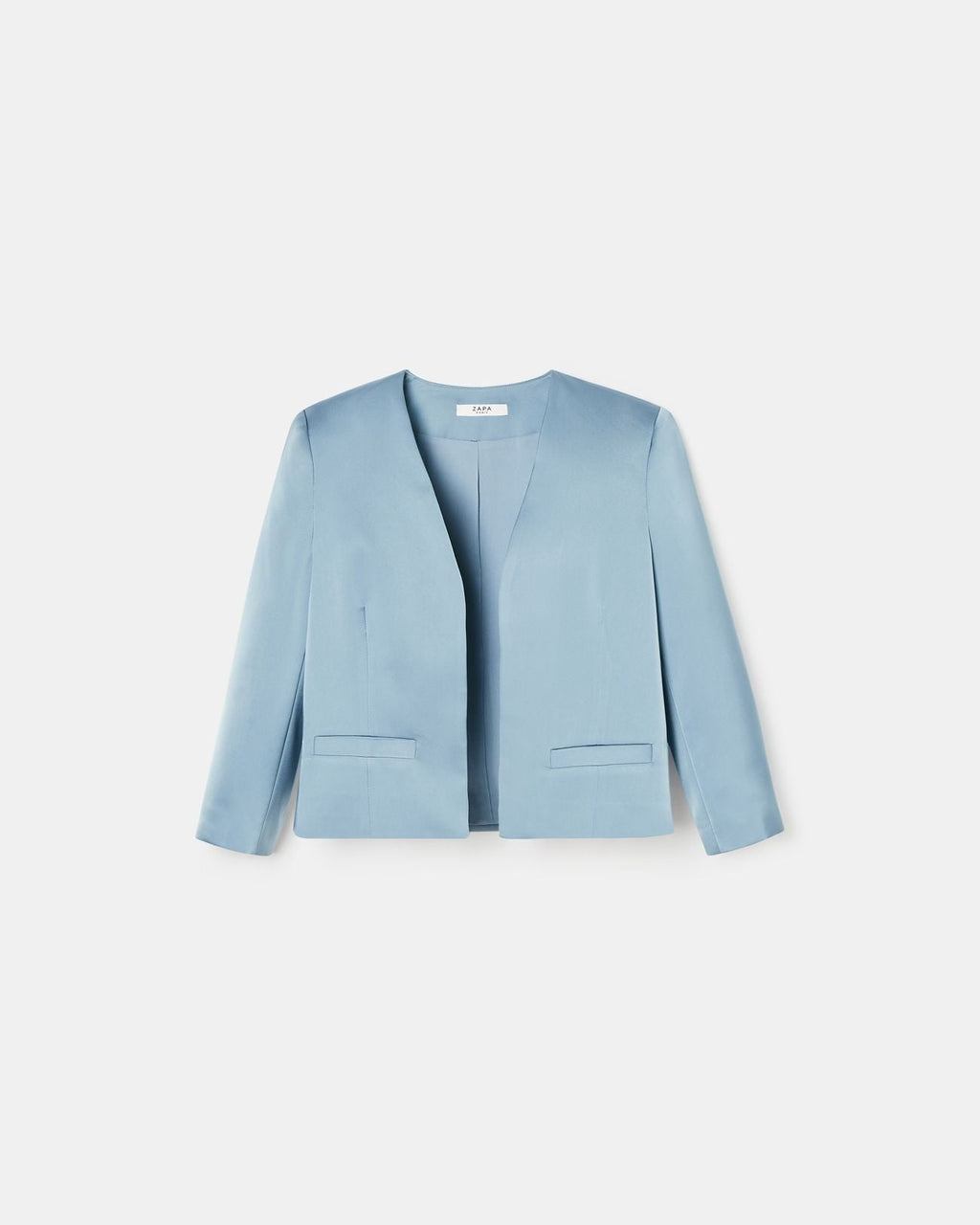 Veste courte satinée bleue_5