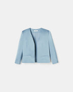 Veste courte satinée bleue_5
