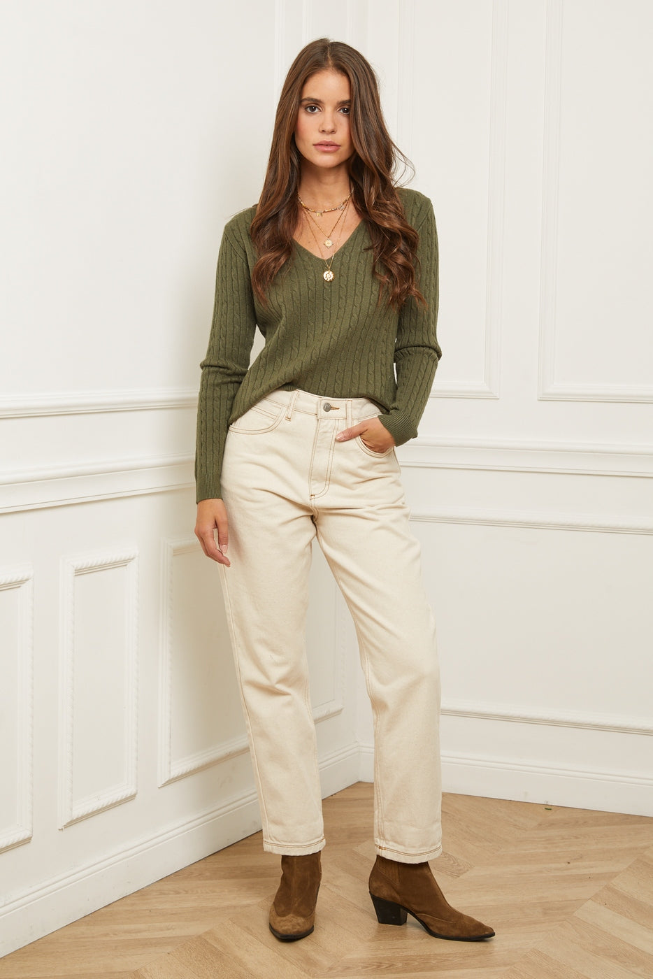 Pull W2041A - Kaki