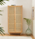 Armoire Leon - Placage Chêne Et Cannage Rotin 2 Portes