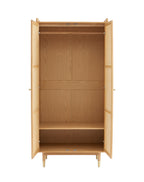 Armoire Leon - Placage Chêne Et Cannage Rotin 2 Portes