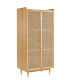 Armoire Leon - Placage Chêne Et Cannage Rotin 2 Portes