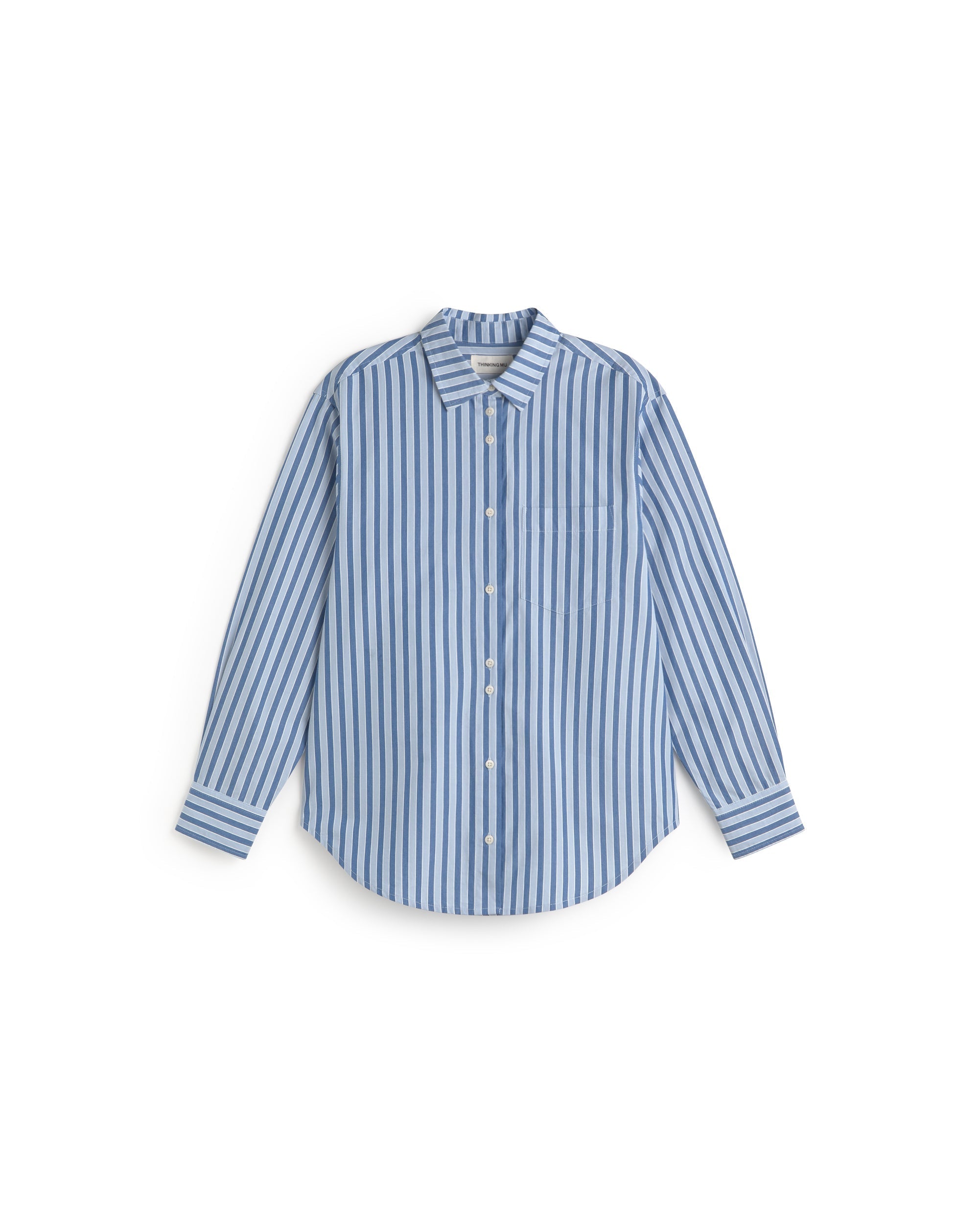 Camisa oversize rayas azul Odelia sostenible silueta - 1