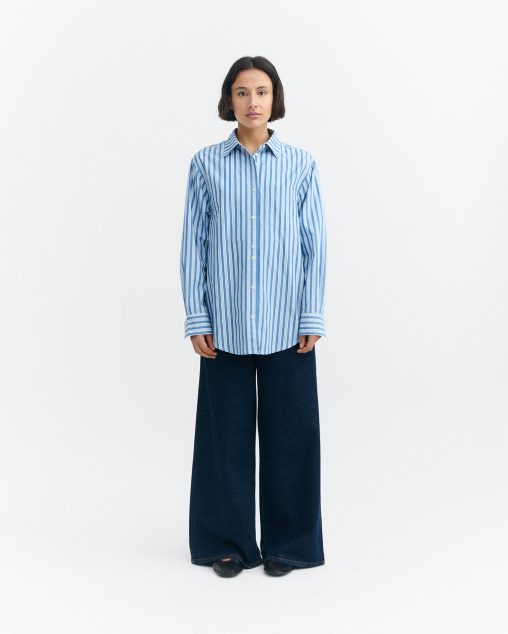 Camisa oversize rayas azul Odelia sostenible - 5