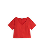 Blusa roja hemp Leia sostenible silueta - 1
