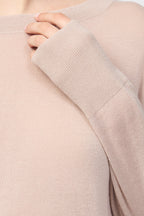Pull Léger En Cachemire À Col Rond - Rose Poudré - Femme