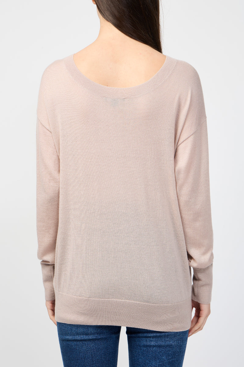 Pull Léger En Cachemire À Col Rond - Rose Poudré - Femme