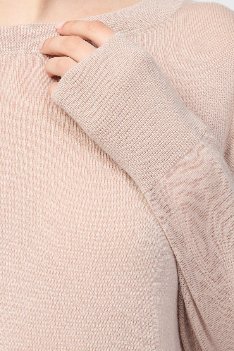 Pull Léger En Cachemire À Col Rond - Rose Poudré - Femme