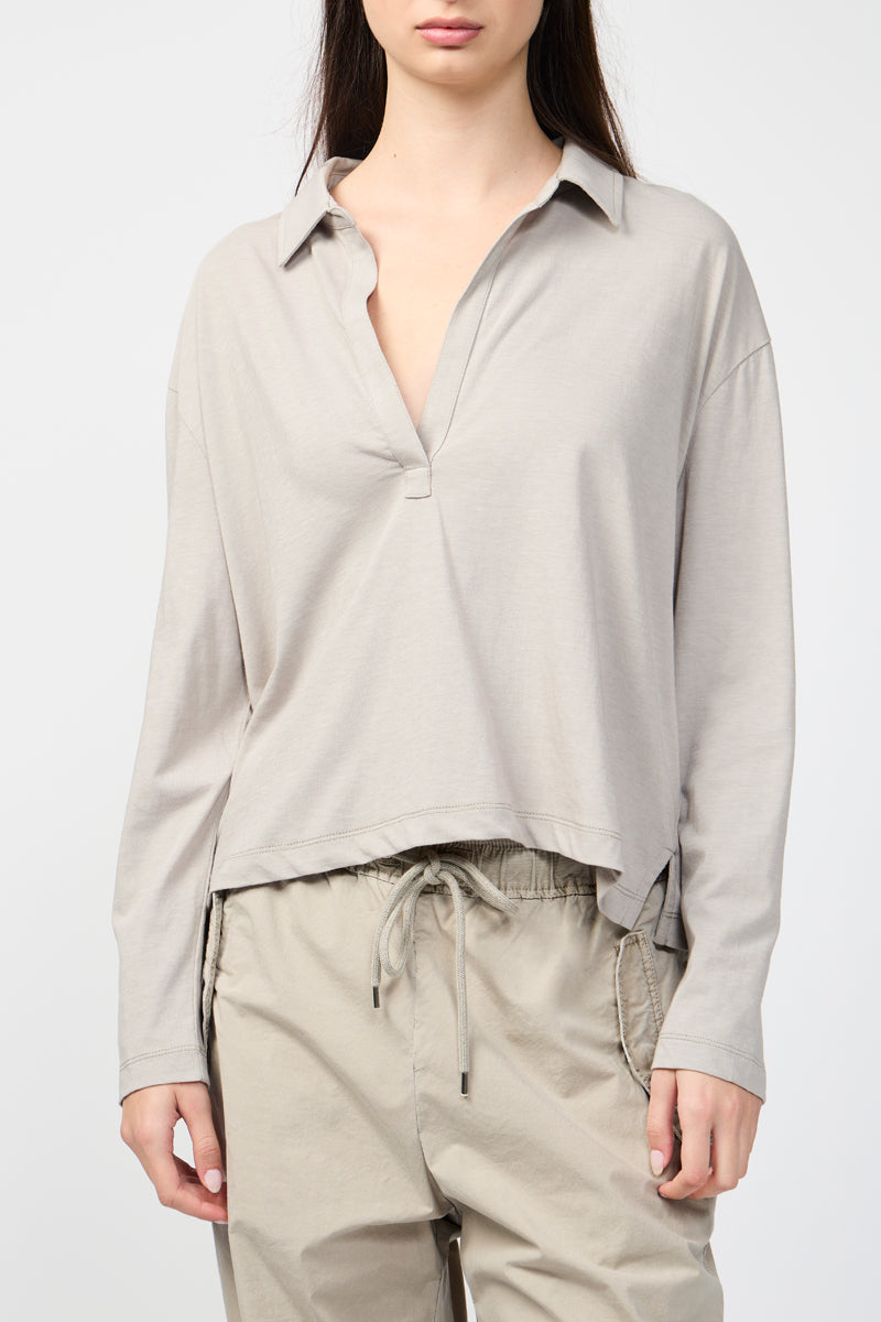Polo Ouvert En Jersey À Finition Impeccable - Pommelé - Femme