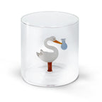 Monterey - Lot De 2 Gobelets Cigogne Porte-Bébé Bleus - Verre Borosilicate - 250ml