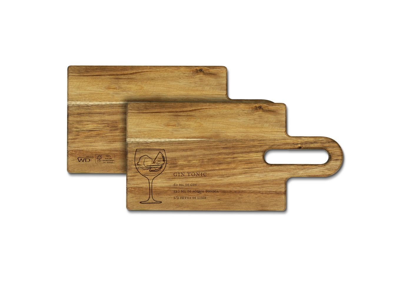 Roma - Planche À Découper En Bois D'Acacia Avec Recette De Cocktail Gravée - Bois