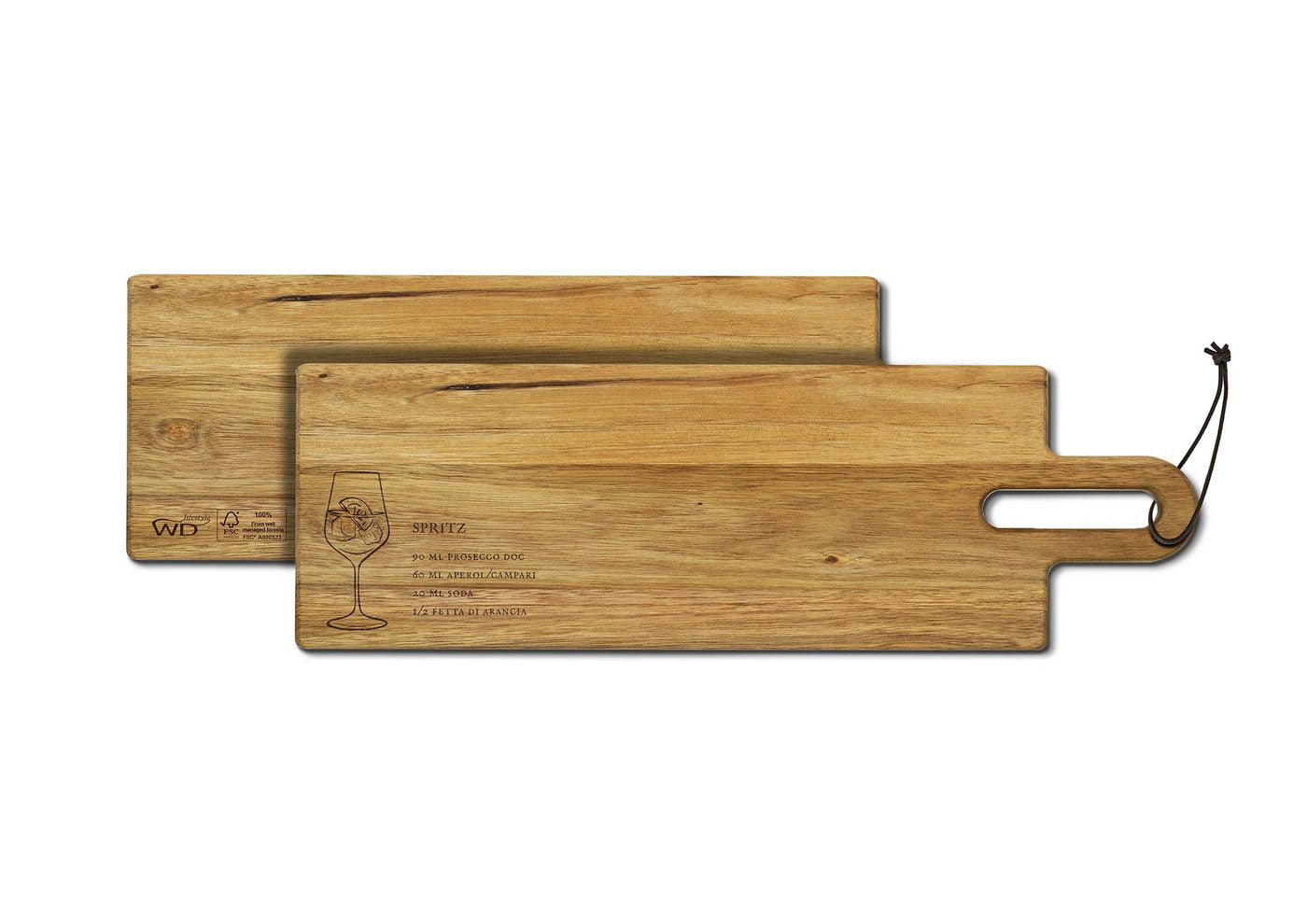 Roma - Planche À Découper En Bois D'Acacia Avec Recette De Cocktail Gravée - Bois