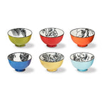 Set De 6 Bols Décorés D'Un Extérieur Mat Unicolore