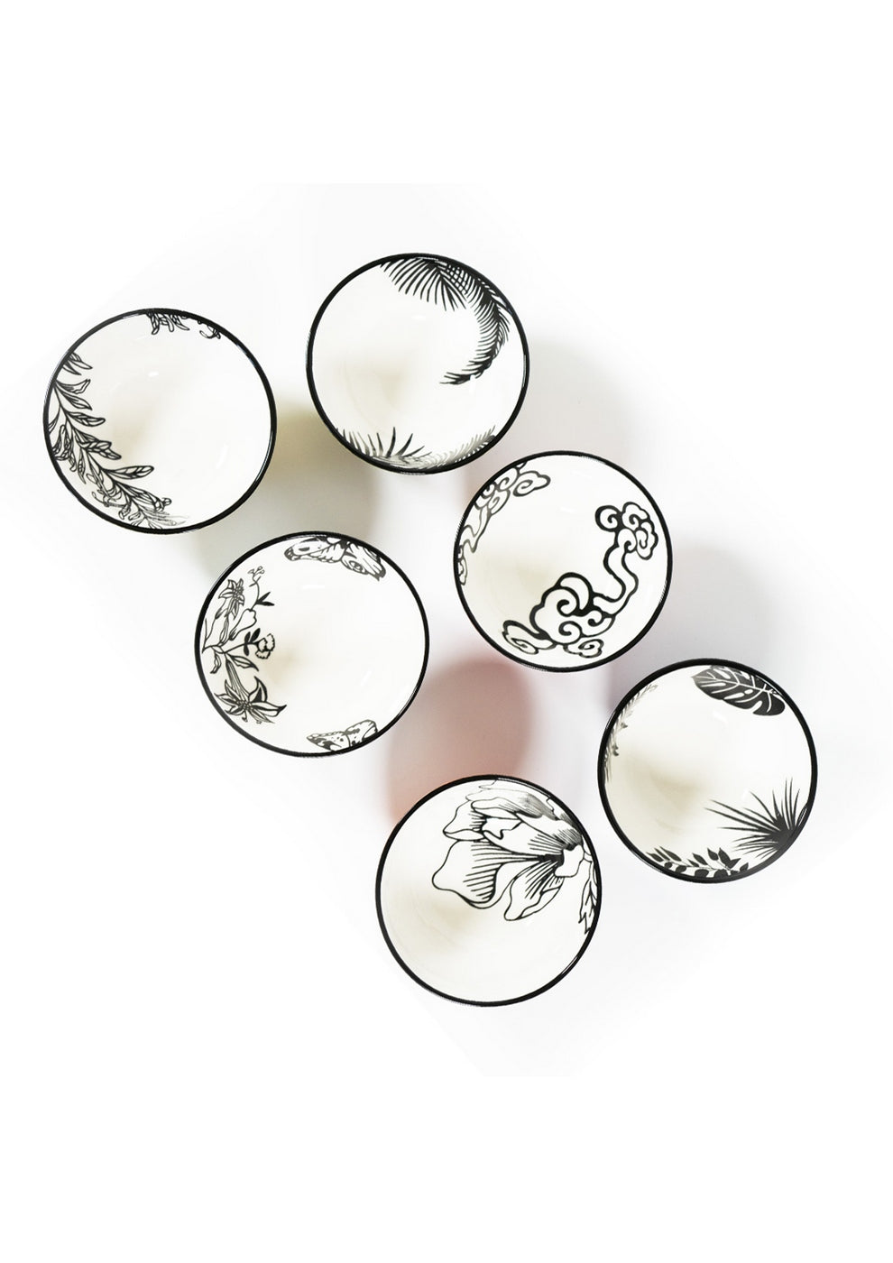 Set De 6 Bols Décorés D'Un Extérieur Mat Unicolore