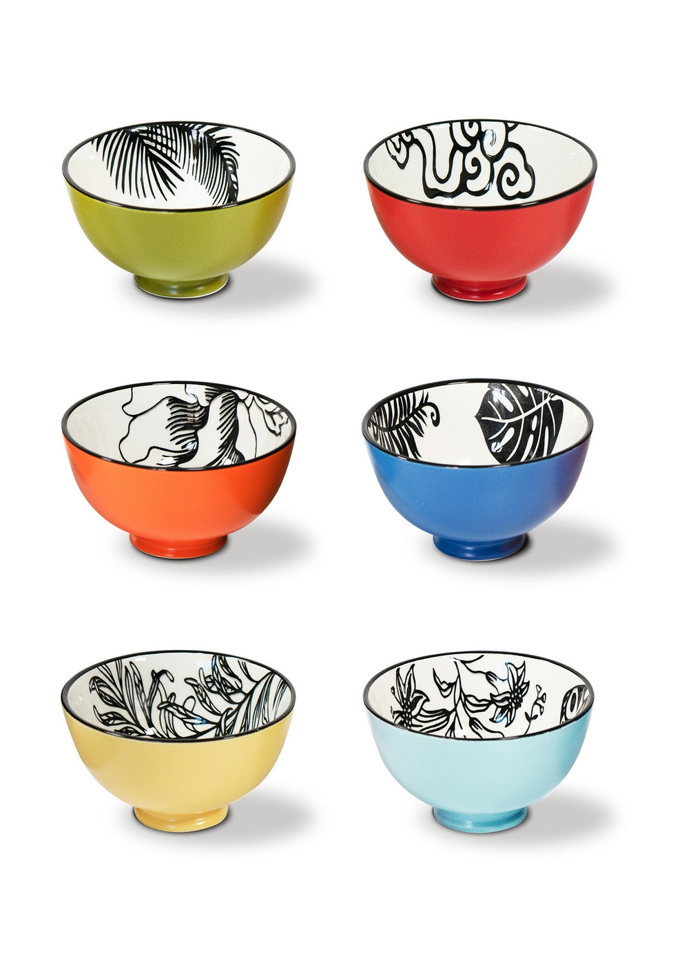 Set De 6 Bols Décorés D'Un Extérieur Mat Unicolore