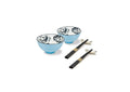Set De 2 Petits Bols, Extérieur Mat Unicolore Et 2 Paires De Baguettes - Bleu Clair