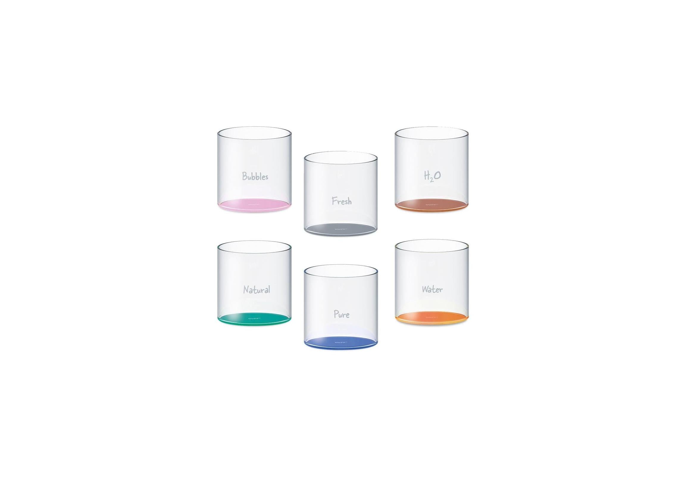 Monterey - Set De 6 Gobelets Colorés Avec Inscriptions - Verre Borosilicate - 250ml