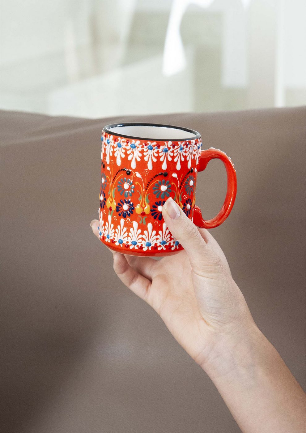 Istanbul - Lot De 2 Mugs Avec Décor - Rouge - Céramique - 280ml