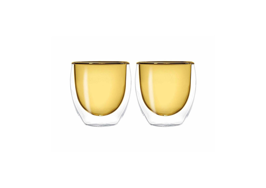 Monterey - Set De 2 Petits Verres À Double Paroi - Jaune - Verre Borosilicate - 100ml
