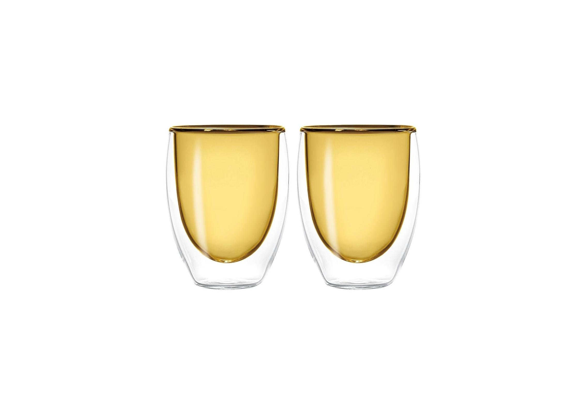 Monterey - Set De 2 Verres À Double Paroi - Jaune - Verre Borosilicate - 250ml