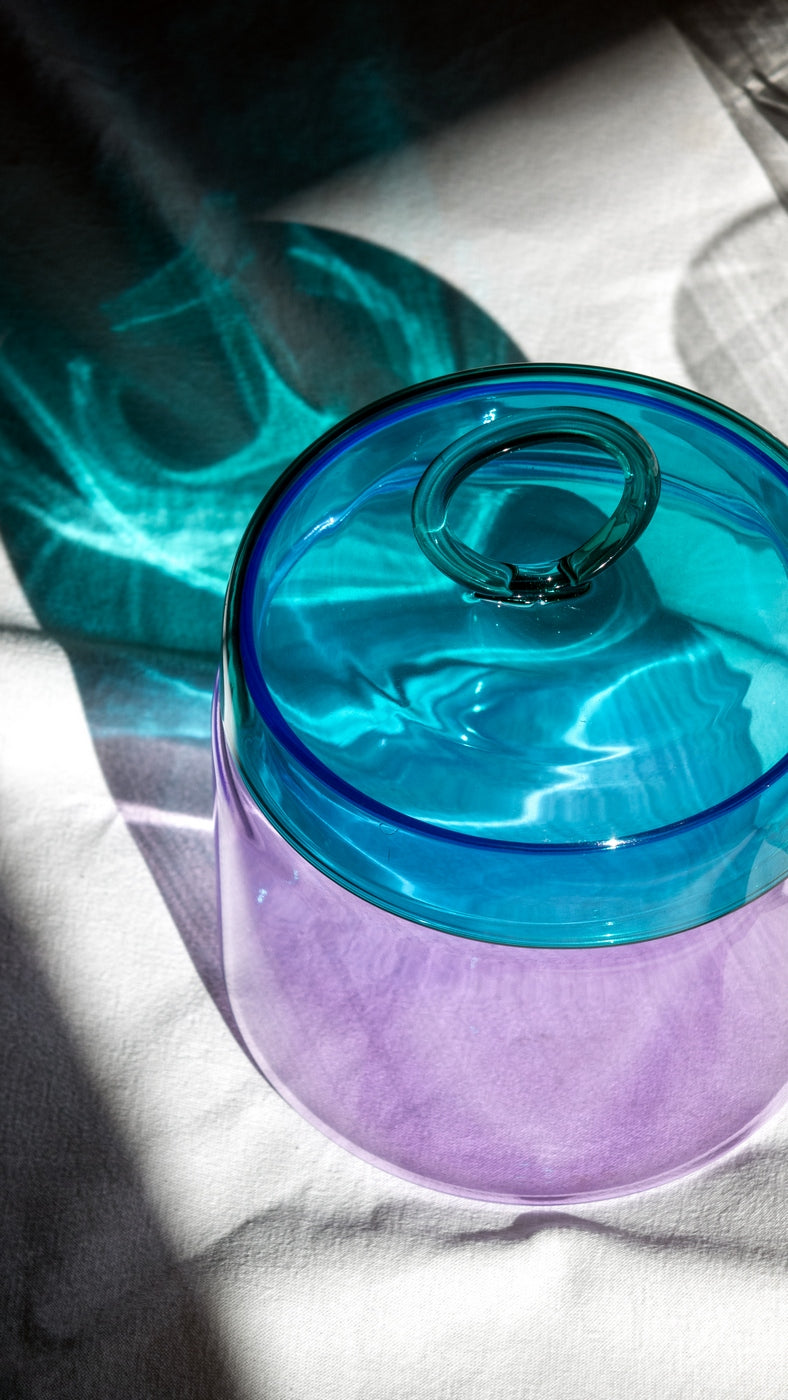Olimpia - Lot De 2 Pots Avec Poignée Colorée À Anneau - Rose Et Verte Pétrole - Verre Borosilicate - 1,9L