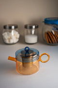 Olimpia - Théière Avec Poignée Colorée - Bleue Et Orange - Verre Borosilicate - 800ml