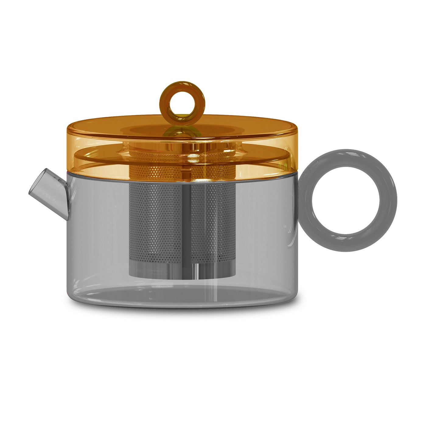 Olimpia - Théière Avec Poignée Colorée - Grise Et Orange - Verre Borosilicate - 800ml
