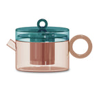 Olimpia - Théière Avec Poignée Colorée - Pêche Et Verte Pétrole - Verre Borosilicate - 800ml