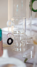 Olimpia - Set De 6 Tasses À Café Avec Poignée Colorée - Verre Borosilicate - 100ml
