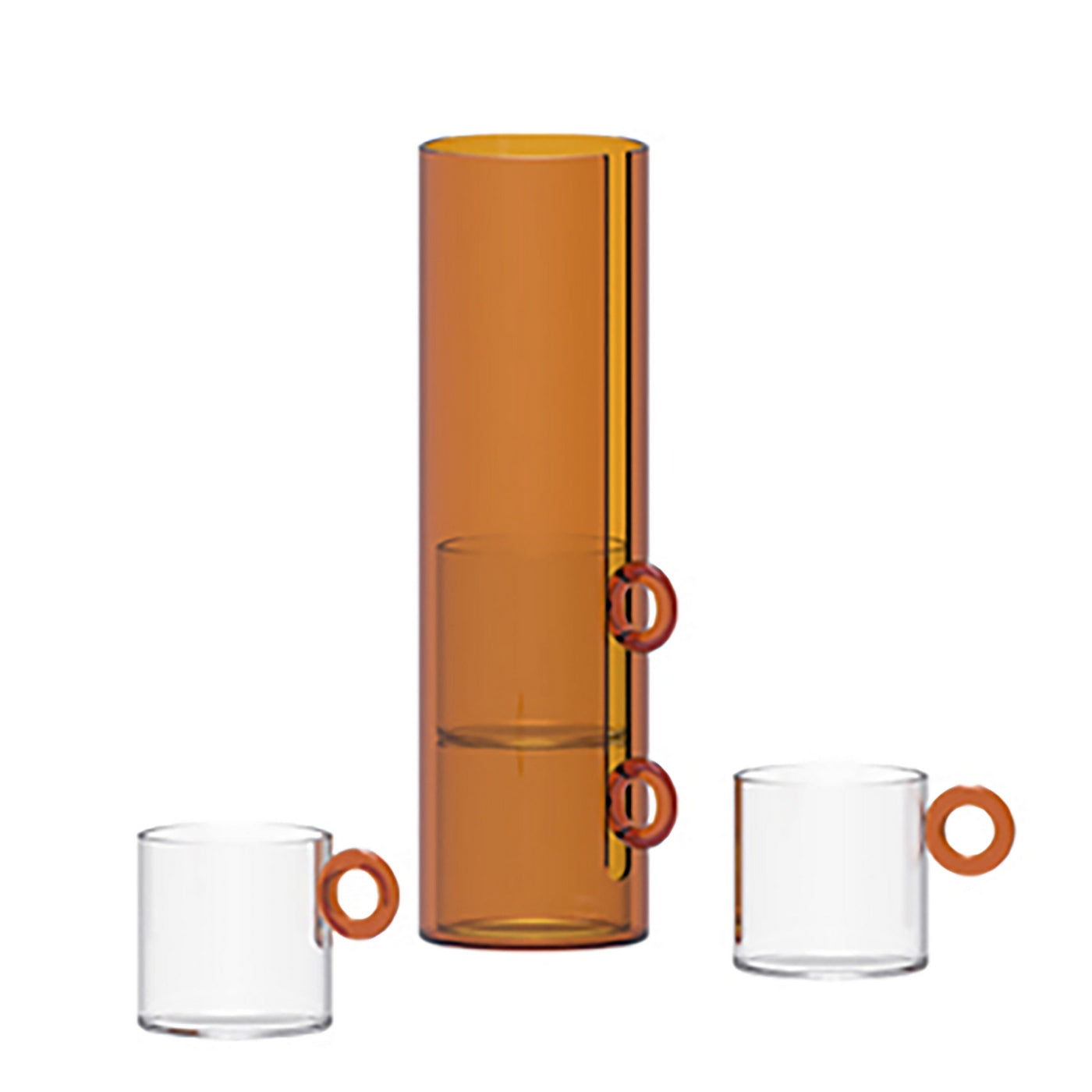 Olimpia - Ensemble De 4 Tasses Avec Anses Annulaires - Ambre - Verre Borosilicate - 100ml