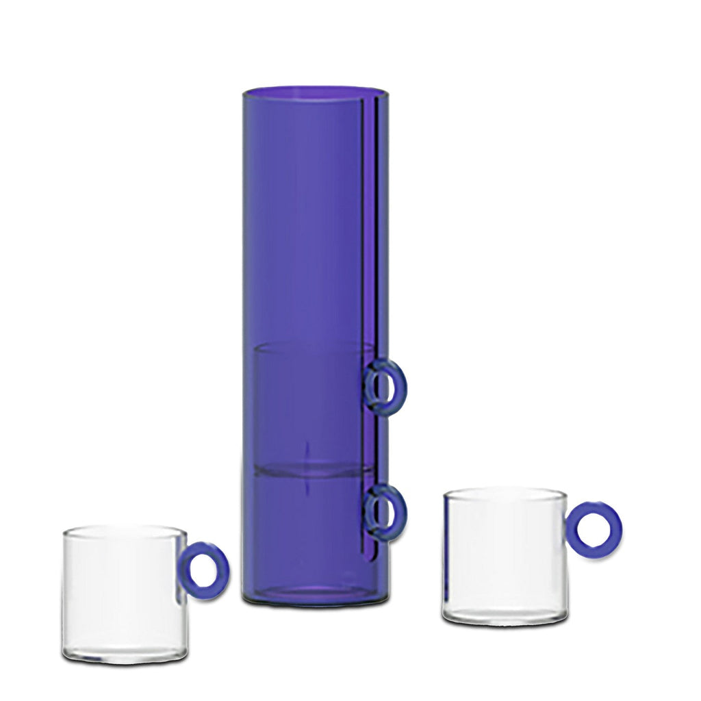 Olimpia - Ensemble De 4 Tasses Avec Anses Annulaires - Bleu - Verre Borosilicate - 100ml