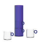 Olimpia - Ensemble De 4 Tasses Avec Anses Annulaires - Bleu - Verre Borosilicate - 100ml