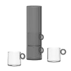 Olimpia - Ensemble De 4 Tasses Avec Anses Annulaires - Gris - Verre Borosilicate - 100ml