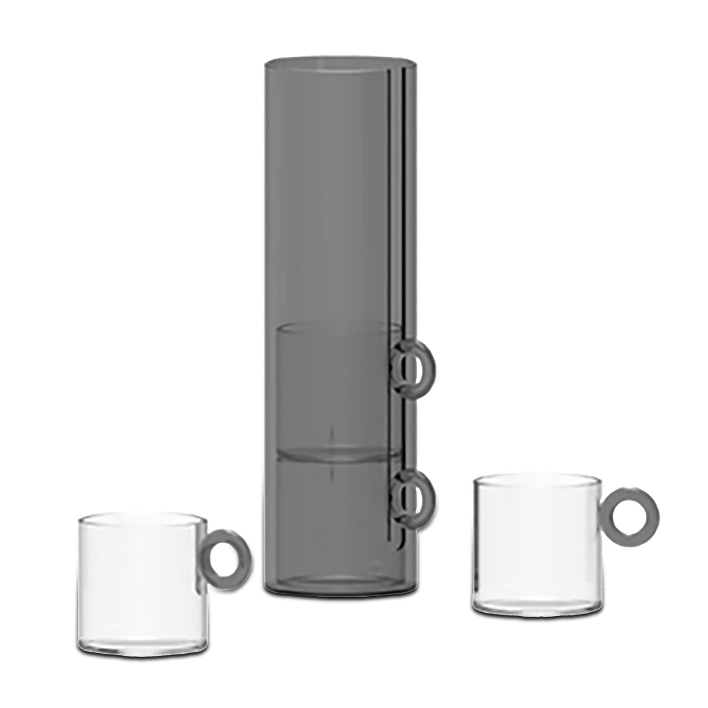 Olimpia - Ensemble De 4 Tasses Avec Anses Annulaires - Gris - Verre Borosilicate - 100ml