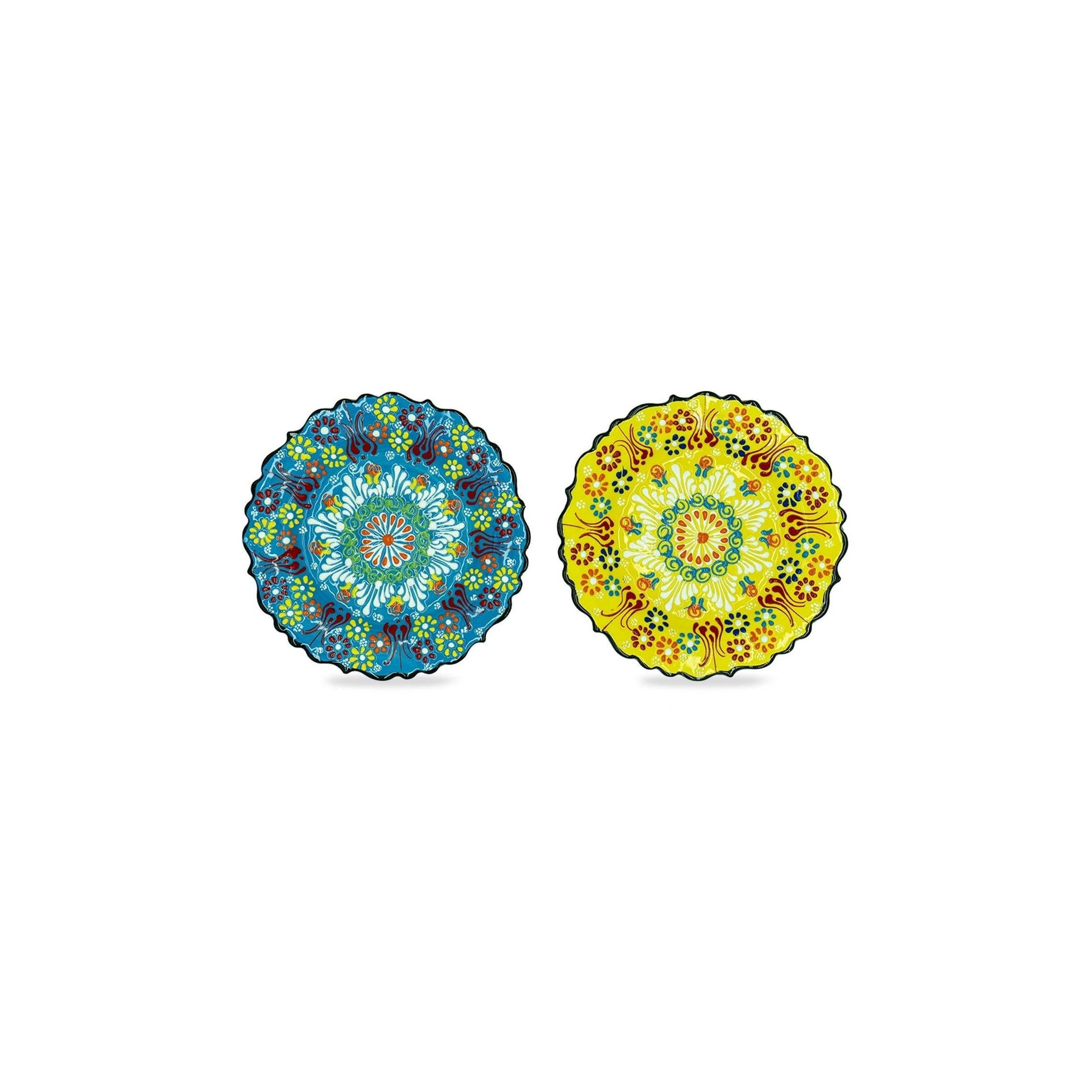 Istanbul - Lot De 2 Assiettes À Dessert - Jaune Et Bleu - Céramique