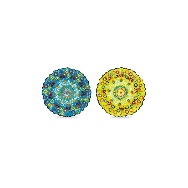 Istanbul - Lot De 2 Assiettes À Dessert - Jaune Et Bleu - Céramique
