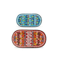 Istanbul - Lot De 2 Assiettes Ovales - Bleu Et Rouge - Céramique