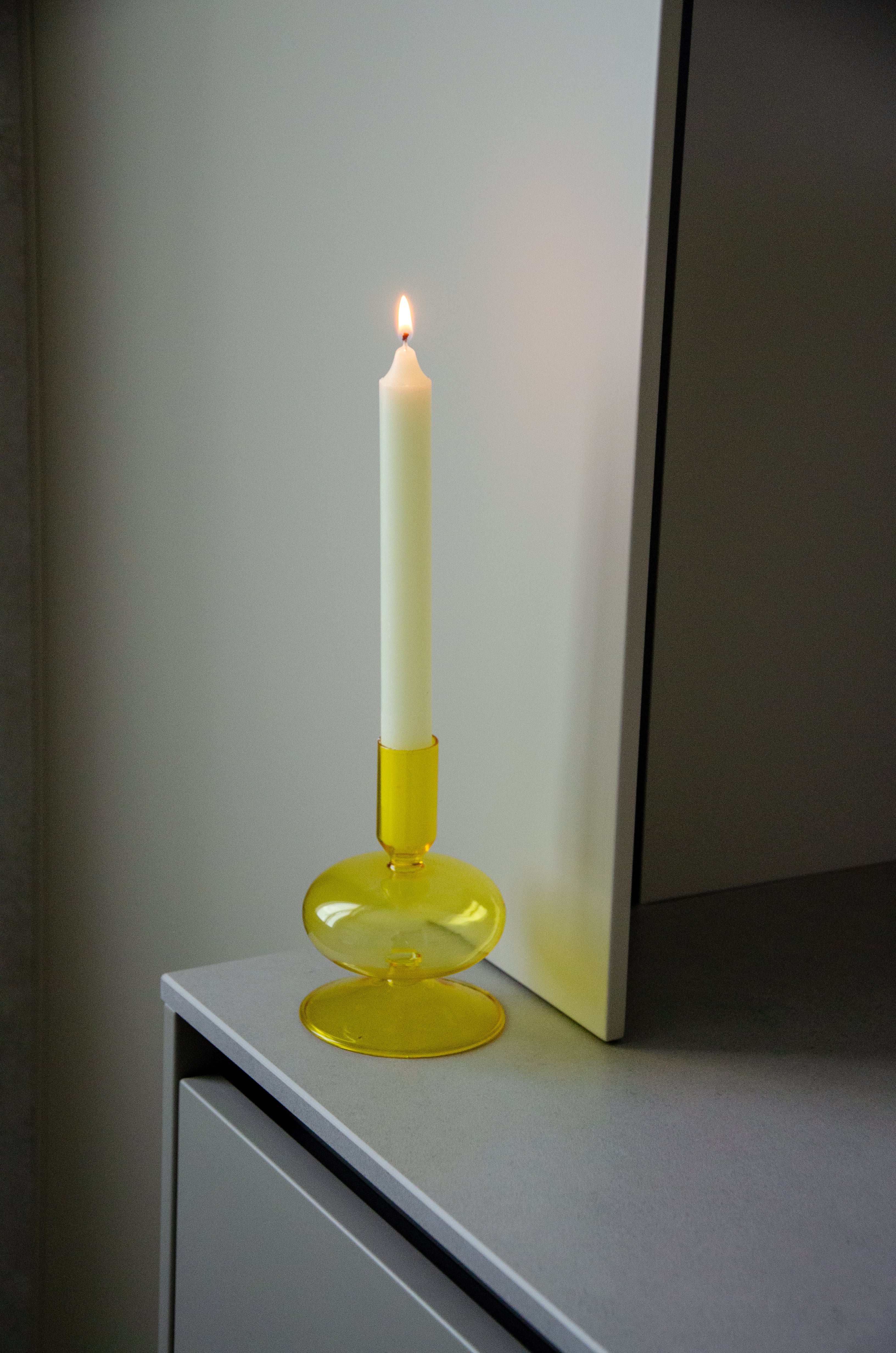 Samarcanda - Lot De 2 Bougeoirs - Jaune - Verre Borosilicate