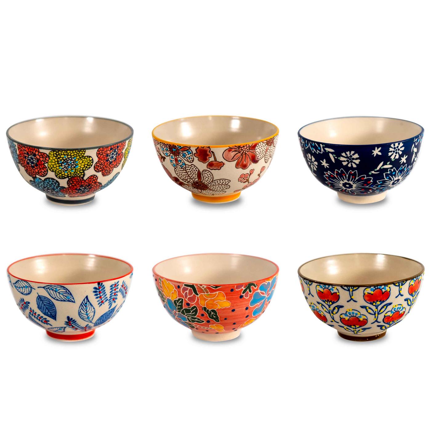 Pechino - Set De 6 Coupes Décorées - Céramique - 300ml